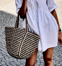 ZARA LARGE BAG HANDMADE BASKET TOTE BUCKET SHOPPER BAG NEW