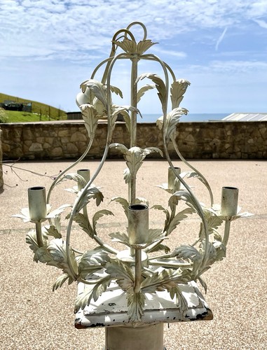Vintage chandelier metal cream - chandelier,