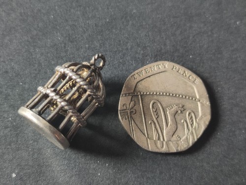 Vintage silver bird - bird, cage