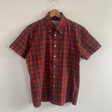 Brutus Shirt Mens Medium Red Tartan Check Trimfit Mod Ska Casuals 60s