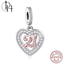 21st Birthday Heart Charm 925