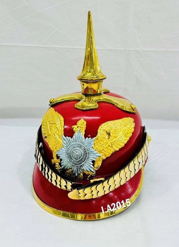 Red german pickelhaube helmet - red,