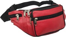 Large Leather Waist Bum Bag Money Belt Fanny Pouch Holiday Travel Wallet