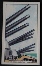 HMS RODNEY  16 Inch Guns  Vintage 1930's Illustrated Naval Card  EE04M