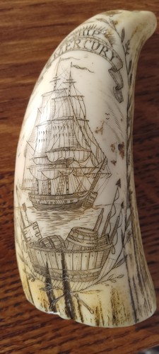 Scrimshaw faux whale - whale, tooth