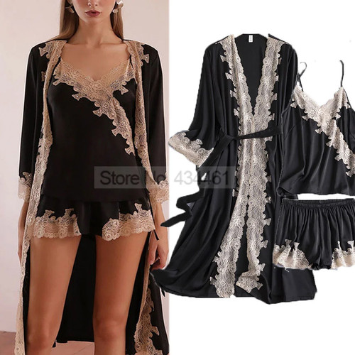 Women lace 3pcs nightgown - women,