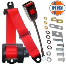 Ford Escort Mk1 Saloon Front Automatic Seat Belt Kit RS2000 Red