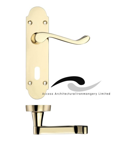 Brass door handles oxford - brass,
