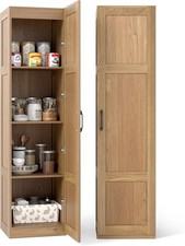 Tall Natural Wood Kitchen Cupboard 4 Tier Pantry Storage Cabinet Unit