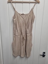 BNWT F & F Woman's Gold Shimmer Strappy Short Jumpsuit, Size 14
