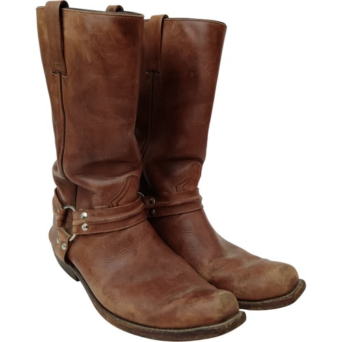Brown leather motorcycle boots - motorcycle,