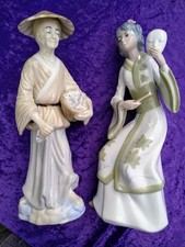 2 x Casades Spanish Porcelain Chinese figurines - woman & man - vintage - Lladro
