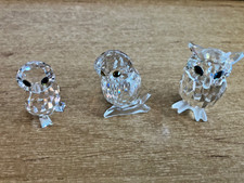 Swarovski Crystal "TRIO OF OWLS" All Different, all in Great Condition-No Boxes