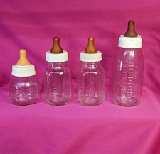 Vintage Glass Baby Bottles Caps Rings Nipples