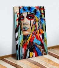 Canvas Wall Art Print Picture Abstract Painting NATIVE AMERICAN INDIAN WOMAN
