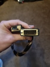 DVI-I Dual Link MALE to MALE VGA D sub Braided Adapter Converter Cable