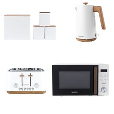Salter Toronto 1.7L Kettle, 4-Slice Toaster, 20L Microwave & Canister Set White