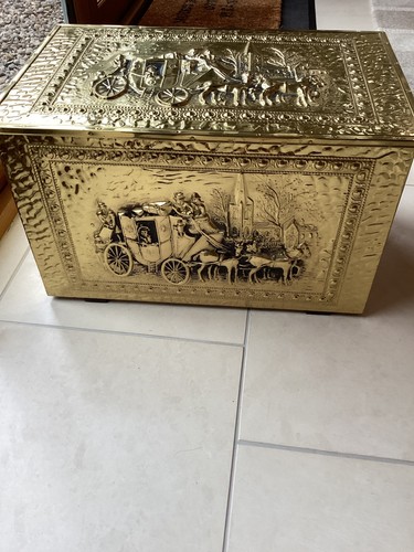 Vintage brass coal log - vintage, box