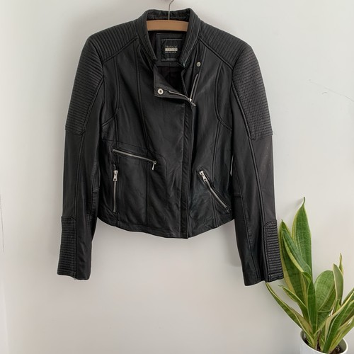 Leather biker jacket - leather,