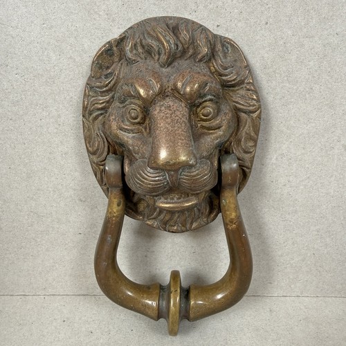 Vintage brass lion head - vintage, door