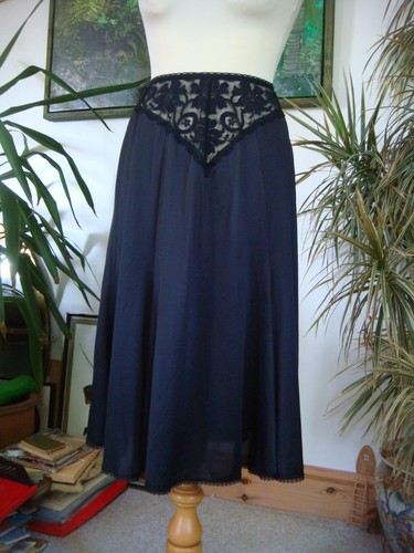 Vintage 1970 black half slip - vintage,