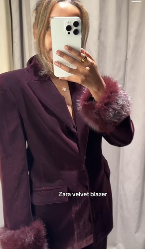 Zara velvet blazer with faux - velvet,