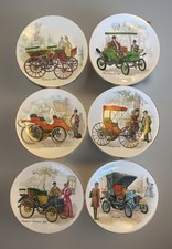 Liverpool Road Pottery Vintage Set Of 6 x Antique Cars Plates 6”