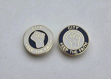 RARE LEICESTER CITY KEEP THE FAITH SET OF 2 PIN BADGES 