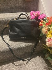 Ted Baker Black Leather Medium Crossbody Satchel Bag 36cm X 24cm 