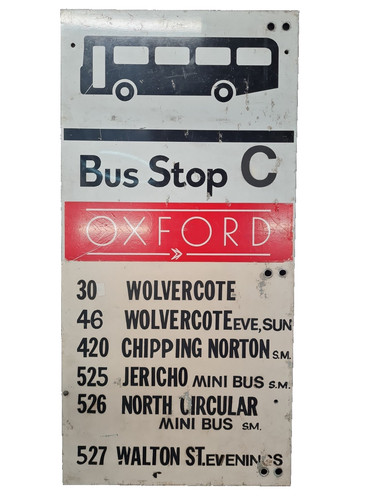 Oxford bus stop sign - bus, flag