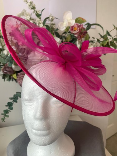 Large hot pink fascinator - hot,