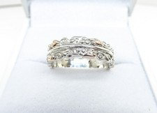 Clogau Gold Silver & 9ct Rose Gold Tree of Life Am Byth Ring size J