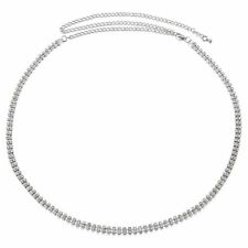 Silver Diamante Chain Waist Belt Women Ladies Girls Dress Fashion Accessory