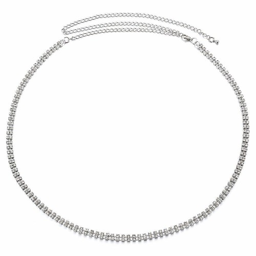 Silver diamante chain - chain, waist