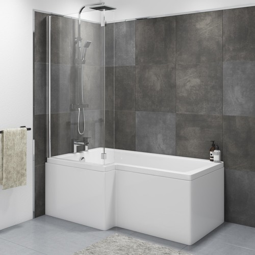 Shaped shower bath left hand - l-shaped,