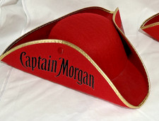 Captain Morgan Red Tricorn Pirate Style Hat - Man Cave or Party, or Hen-do