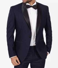 Men’s Dark Blue Shawl Lapel Tuxedo  Modern Single-Button Prom Tux C42" W34R