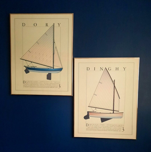 Vintage pair framed - framed, boat