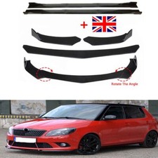 For Skoda Fabia Front Bumper Lip Splitter Chin Spoiler Body Kit + 2M Side Skirt