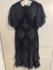 Continental Couture vintage beaded floaty black Fairy flapper dress size 8 to 10