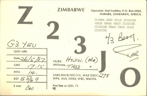 Ham radio qsl qso z23jo - ham,