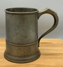 Antique 19th Century Solid Pewter QUART Measure Tankard with VR & E VII Marks