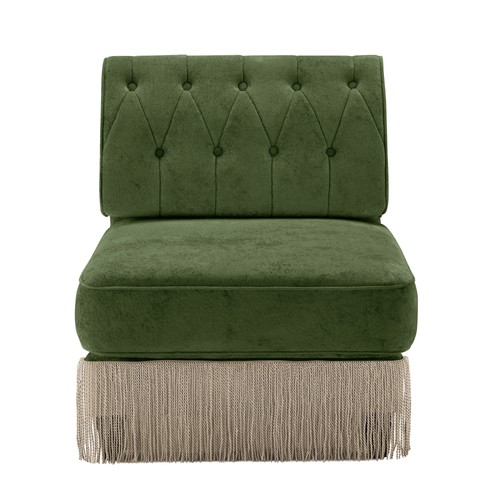 Green velvet seat - 1, armless