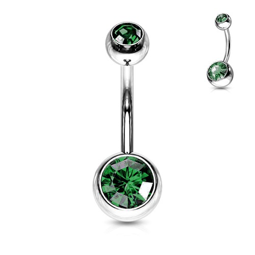 Double gemmed belly ring - gemmed,