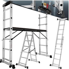 3 Way Combination Ladder Scaffold Aluminium Multi Purpose Ladder Platform New