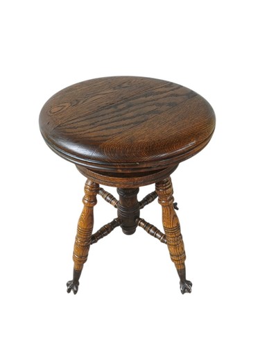 Antique oak swivel piano - antique,