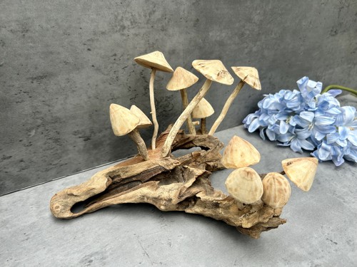 Hand carved wooden mushroom - carved,