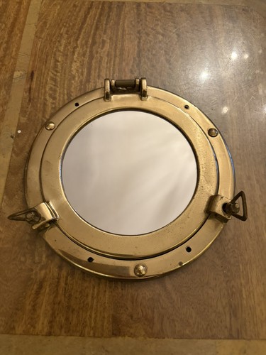 Brass porthole mirror - brass, mirror.