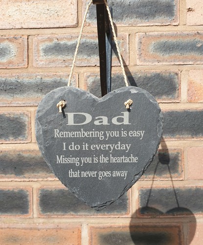 Personalised dad heart - personalised, slate