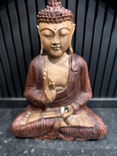 Handcarved Large Solid Wooden Sitting Buddha 55cm x 40cm